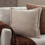 Plain Beige Cushions - Kallu Faux Fur Cushion Cover Natual furn.