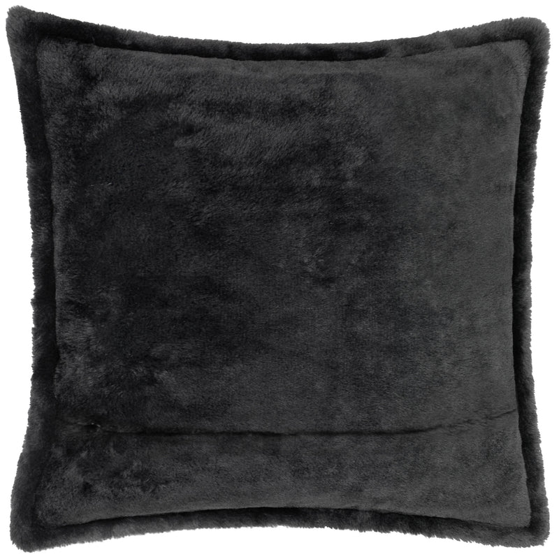 Plain Black Cushions - Kallu Faux Fur Cushion Cover Black furn.