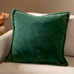 Plain Green Cushions - Kallu Faux Fur Cushion Cover Needle Green Furn