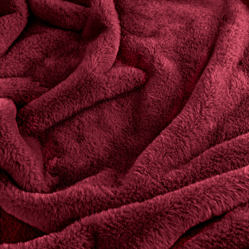 Plain Brown Throws  - Kallu Double-Sided Faux-Fur Throw Berry Furn
