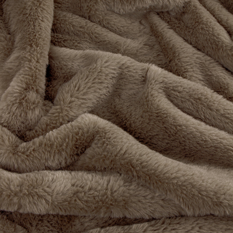 Plain Brown Throws - Kallu Double-Sided Faux-Fur Throw Mocha furn.