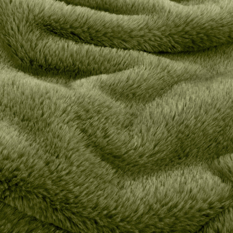 Plain Green Throws - Kallu Double-Sided Faux-Fur Throw Olive furn.