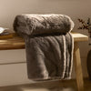 Plain Brown Throws  - Kallu Double-Sided Faux-Fur Throw Mocha Furn