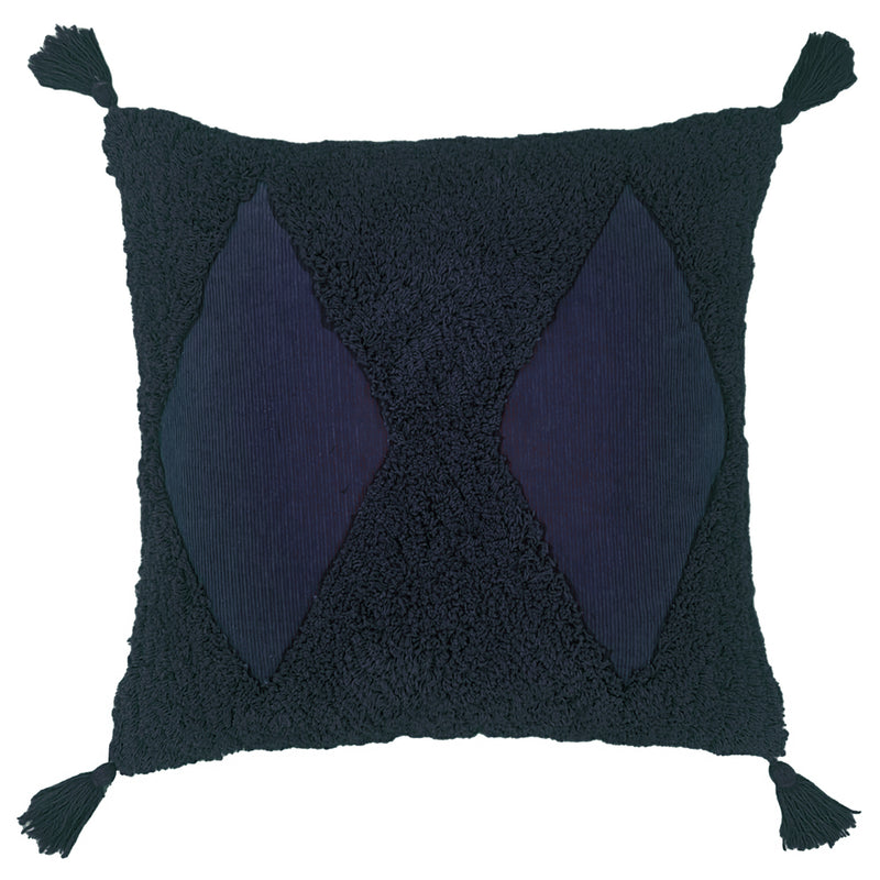 furn. Kantha Tufted Diamond Cushion Cover in Navy