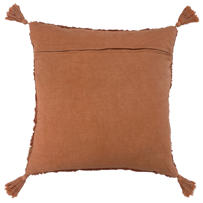 furn. Kantha Tufted Diamond Cushion Cover in Rust