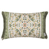 Geometric Green Cushions - Kari Printed Ruche Fringe Feather Filled Cushion Sage Voyage Maison