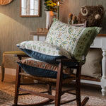 Geometric Green Cushions - Kari Printed Ruche Fringe Feather Filled Cushion Sage Voyage Maison