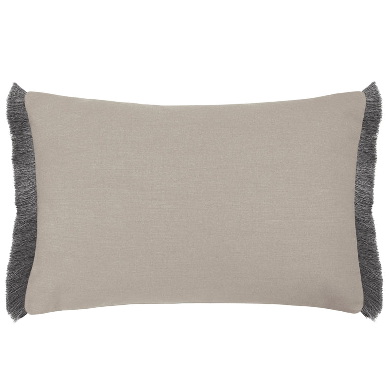 Geometric Brown Cushions - Kari Printed Ruche Fringe Feather Filled Cushion Stone Voyage Maison