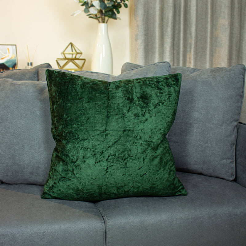 Ashley Wilde Kassaro Crushed Velvet Cushion Cover in Forest