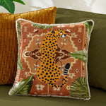 Animal Orange Cushions - Kilim Cheetah Printed Velvet Cushion Cover Terracotta furn.