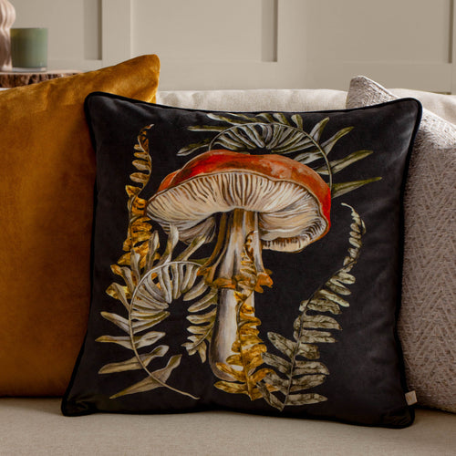 Woodland Black Cushions - Kielder Forest Hatfield Printed Cushion Cover Black Wylder