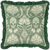 Paoletti Kirkton Floral Pleat Fringe Cushion Cover in Bottle Green