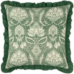 Paoletti Kirkton Floral Pleat Fringe Cushion Cover in Bottle Green