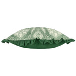 Paoletti Kirkton Floral Pleat Fringe Cushion Cover in Bottle Green