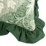 Paoletti Kirkton Floral Pleat Fringe Cushion Cover in Bottle Green