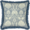 Paoletti Kirkton Floral Pleat Fringe Cushion Cover in French Blue