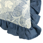 Paoletti Kirkton Floral Pleat Fringe Cushion Cover in French Blue