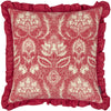 Paoletti Kirkton Floral Pleat Fringe Cushion Cover in Redcurrent