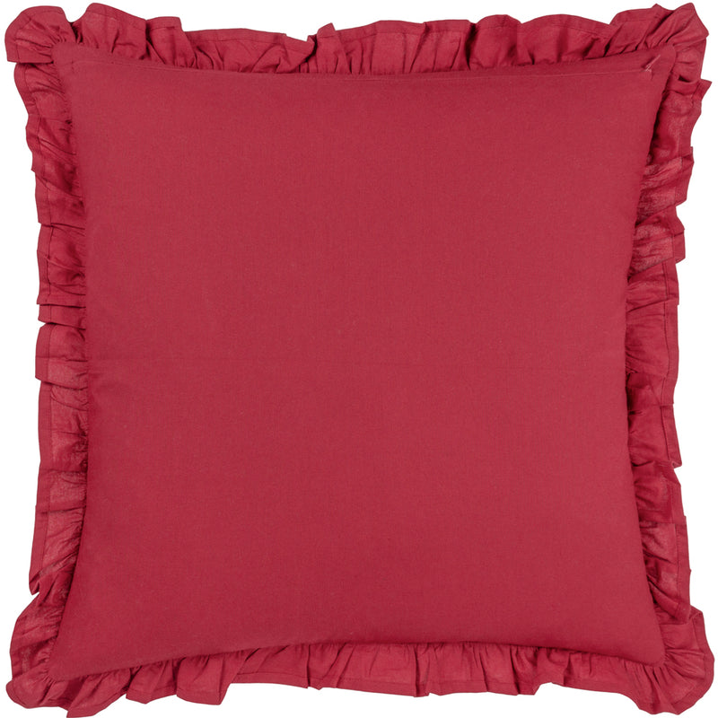 Paoletti Kirkton Floral Pleat Fringe Cushion Cover in Redcurrent