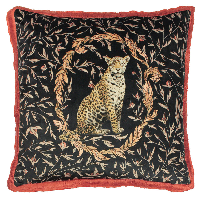 Paoletti Kitraya Leopard Cushion Cover in Paprika