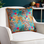 Wylder Kali Jungle Tigers Cushion Cover in Teal