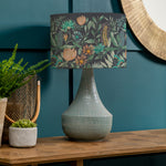 Floral Blue Lighting - Fortazela Eva & Agri Complete Table Lamp Teal/Sapphire Voyage Maison