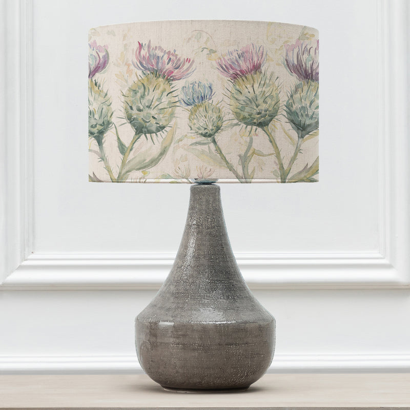 Floral Grey Lighting - Thistle Glen Eva & Agri Complete Table Lamp Grey/Linen Voyage Maison