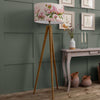 Floral Brown Lighting - Heligan Linen Eva & Aratus Complete Floor Lamp Nut/Fuchsia Marie Burke