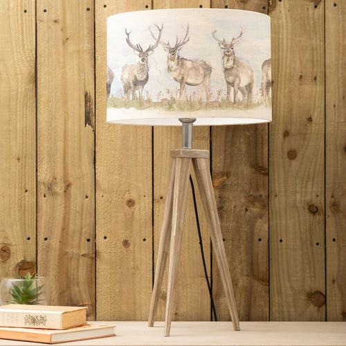 Animal Grey Lighting - Moorland Stag Eva & Aratus Complete Table Lamp Grey/Linen Voyage Maison