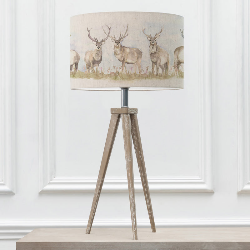 Animal Grey Lighting - Moorland Stag Eva & Aratus Complete Table Lamp Grey/Linen Voyage Maison