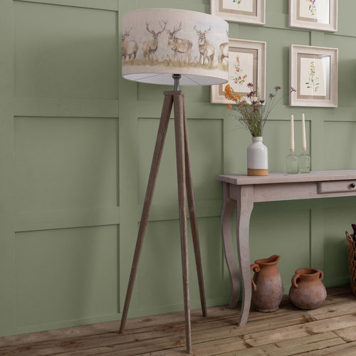 Animal Grey Lighting - Moorland Stag Eva & Aratus Complete Floor Lamp Grey/Linen Voyage Maison