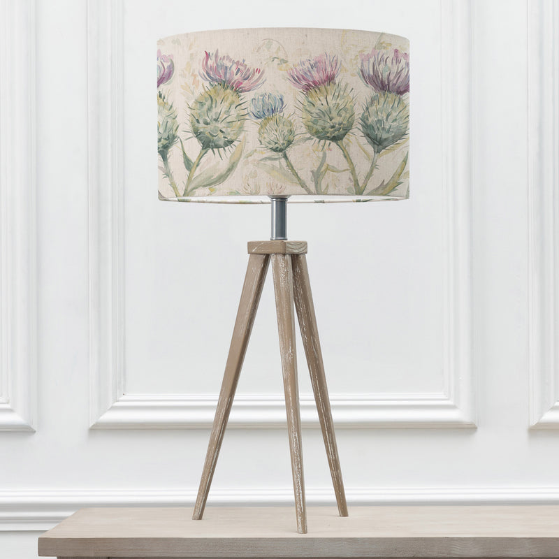 Floral Grey Lighting - Thistle Glen Eva & Aratus Complete Table Lamp Grey/Linen Voyage Maison