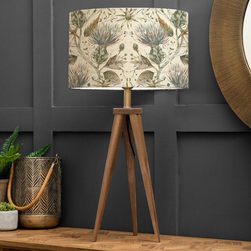 Floral Brown Lighting - Aratus  & Varys Eva  Complete Table Lamp Nut/Auburn Linen Voyage Maison