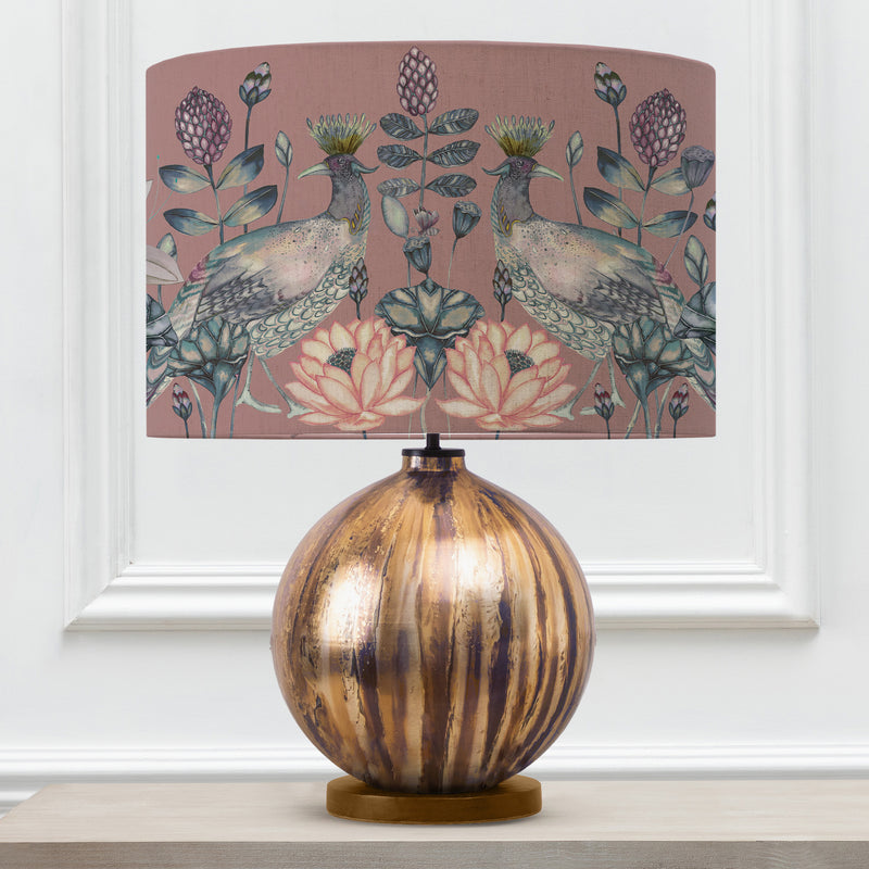 Floral Gold Lighting - Ahura Eva & Belina Complete Table Lamp Glass/Mauve Voyage Maison