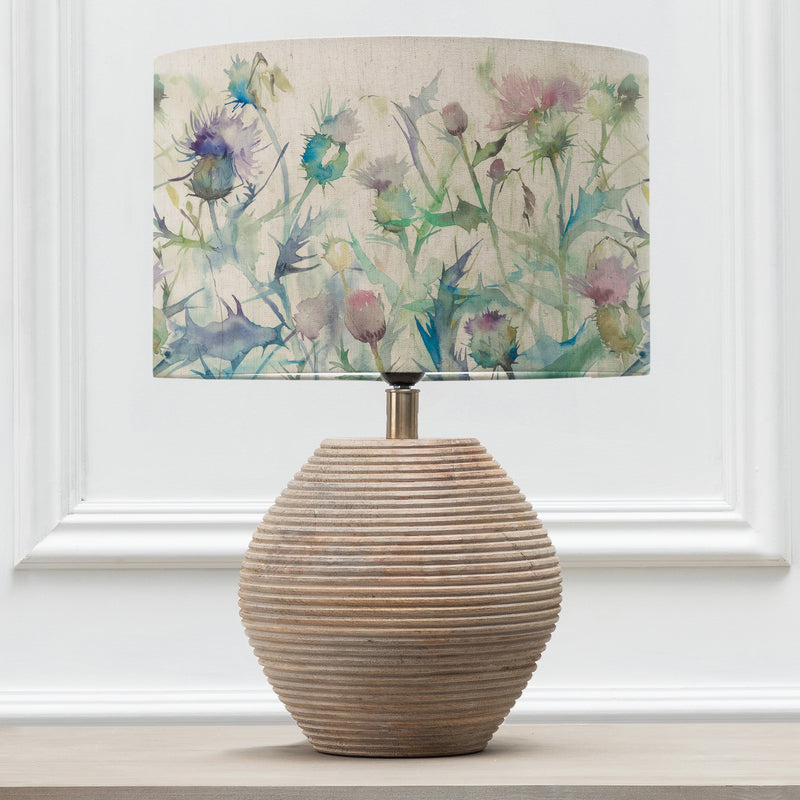Floral Brown Lighting - Cirsium Eva & Cerys Complete Table Lamp White/Damson Voyage Maison