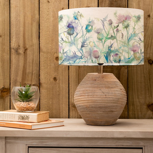 Floral Brown Lighting - Cerys  & Cirsium Eva  Complete Table Lamp White/Damson Voyage Maison