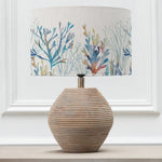 Abstract Brown Lighting - Cerys  & Coral Reef Eva  Complete Table Lamp White/Cobalt Voyage Maison