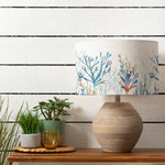 Abstract Brown Lighting - Cerys  & Coral Reef Eva  Complete Table Lamp White/Cobalt Voyage Maison