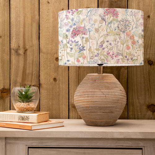 Floral Brown Lighting - Hedgerow Eva & Cerys Complete Table Lamp White/Linen Voyage Maison