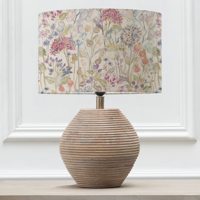 Floral Brown Lighting - Hedgerow Eva & Cerys Complete Table Lamp White/Linen Voyage Maison
