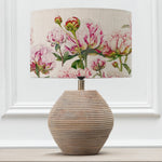 Floral Brown Lighting - Heligan Linen Eva & Cerys Complete Table Lamp White/Fuchsia Marie Burke