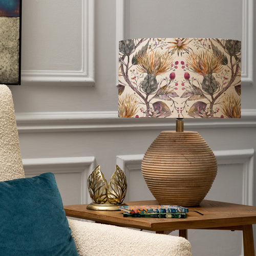 Floral Brown Lighting - Varys Eva & Cerys Complete Table Lamp White/Gold Voyage Maison