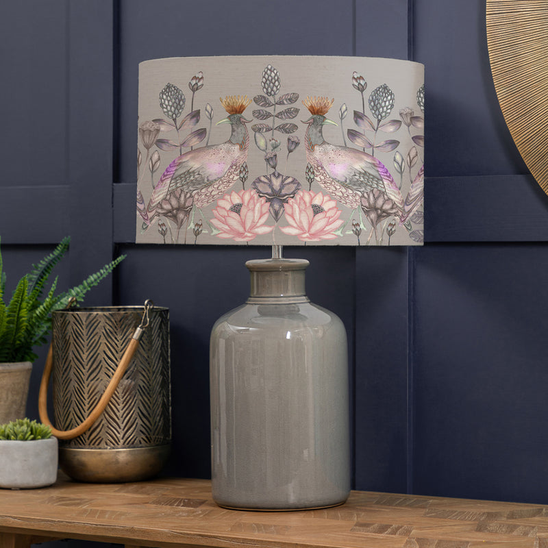 Floral Grey Lighting - Elspeth  & Ahura Eva  Complete Table Lamp Grey/Bronze Voyage Maison