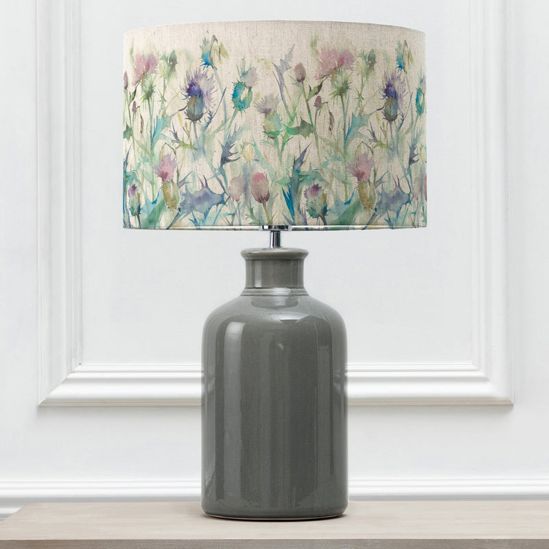 Floral Grey Lighting - Elspeth  & Cirsium Eva  Complete Table Lamp Grey/Damson Voyage Maison