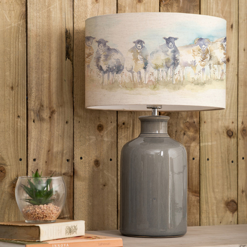 Animal Grey Lighting - Elspeth  & Come By Eva  Complete Table Lamp Grey/Linen Voyage Maison