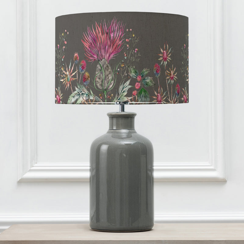 Floral Grey Lighting - Elysium Eva & Elspeth Complete Table Lamp Grey/Onyx Voyage Maison