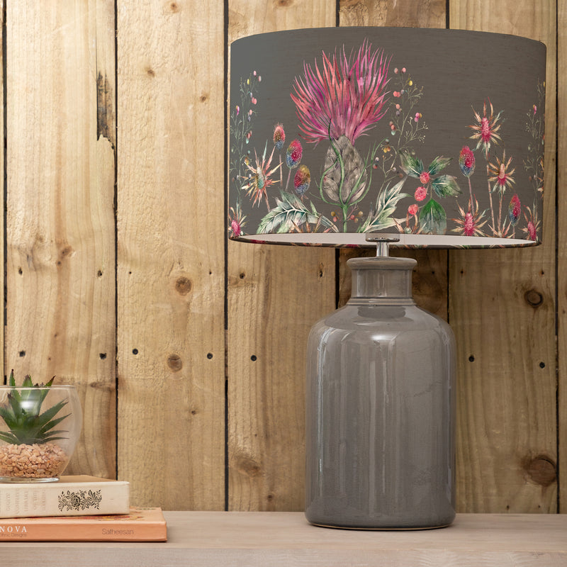 Floral Grey Lighting - Elysium Eva & Elspeth Complete Table Lamp Grey/Onyx Voyage Maison