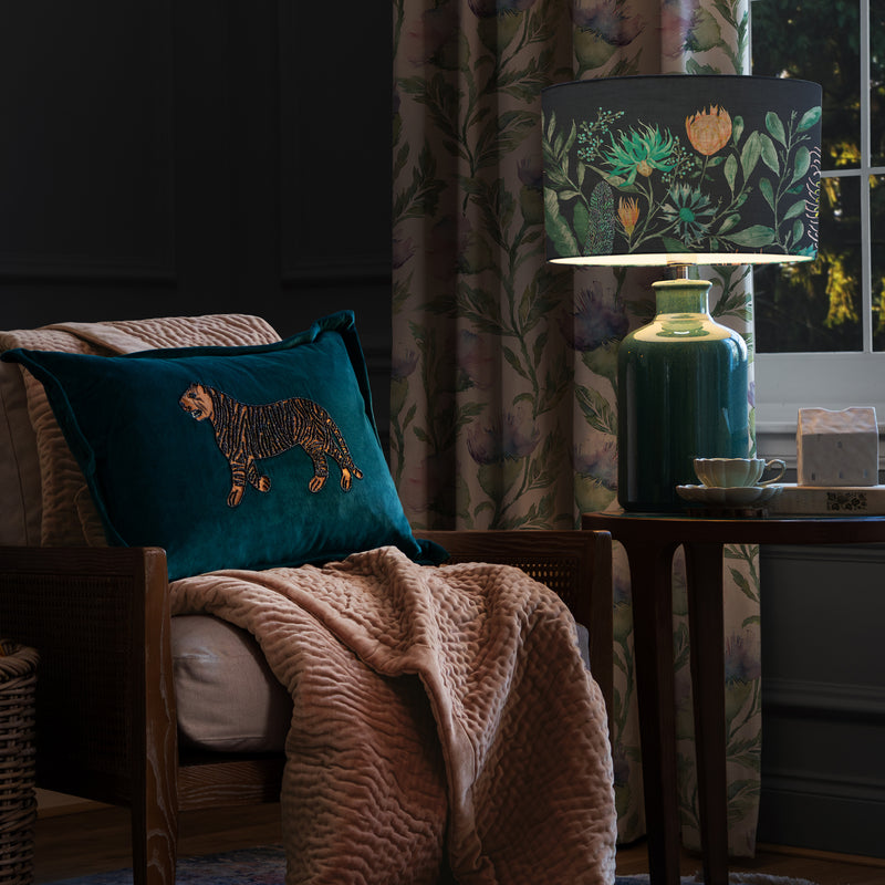 Floral Blue Lighting - Fortazela Eva & Elspeth Complete Table Lamp Aqua/Sapphire Voyage Maison