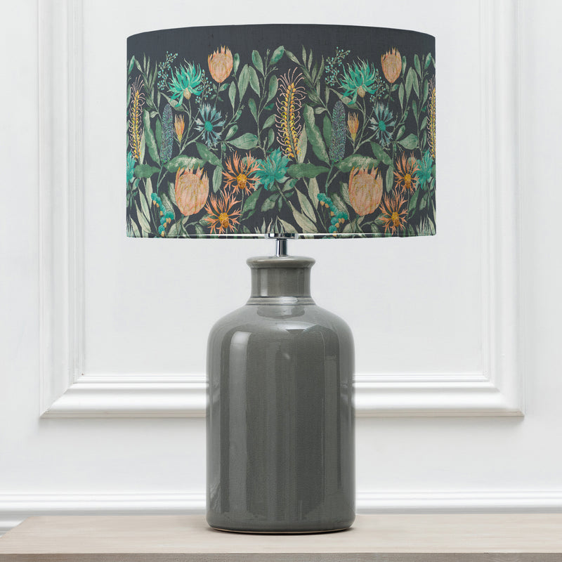 Floral Grey Lighting - Fortazela Eva & Elspeth Complete Table Lamp Grey/Sapphire Voyage Maison