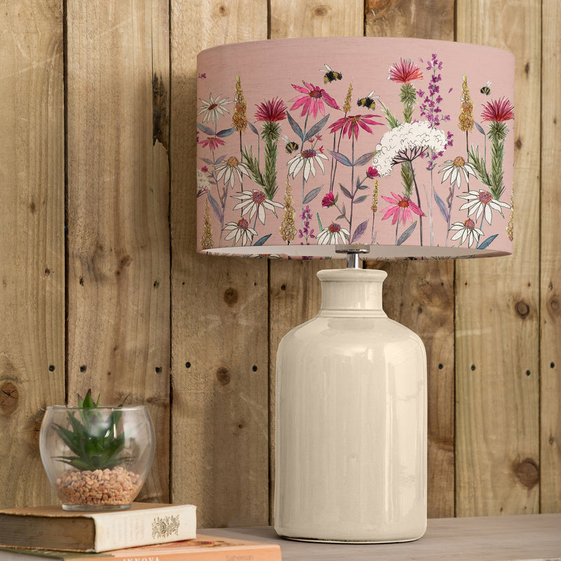 Floral Cream Lighting - Hermione Eva & Elspeth Complete Table Lamp Cream/Blush Voyage Maison